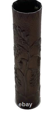 WWI French 75mm Artillery Shell Trench Art Vase 1917 Cross of Lorraine Brass EUC