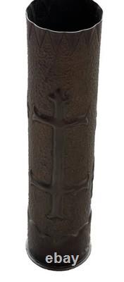 WWI French 75mm Artillery Shell Trench Art Vase 1917 Cross of Lorraine Brass EUC