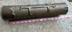 WWI French 75mm Artillery Shell Trench Art Vase 1917 Cross of Lorraine Brass EUC