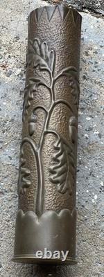 WWI French 75mm Artillery Shell Trench Art Vase 1917 Cross of Lorraine Brass EUC