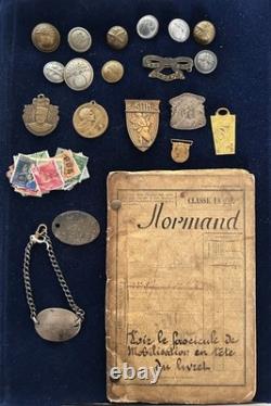 WWI French Insignia Lot Livret Militaire ID Book ID Bracelet Dog Tag Verdun