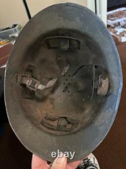 WWI French M1915 Adrian Infantry Helmet Original RF Badge Unrestored Relic