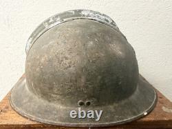 WWI French M1915 Adrian Steel Helmet RF Infantry Badge Original World War I