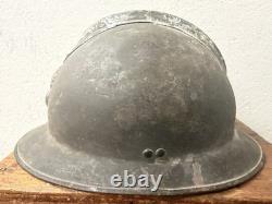 WWI French M1915 Adrian Steel Helmet RF Infantry Badge Original World War I