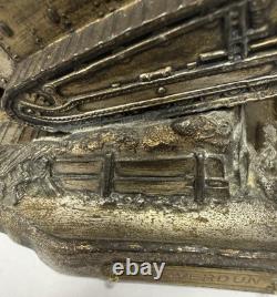 WWI French Trench Art Inkwell Renault FT17 Tank Helmet Souvenir de Verdun B31