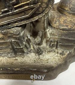 WWI French Trench Art Inkwell Renault FT17 Tank Helmet Souvenir de Verdun B31