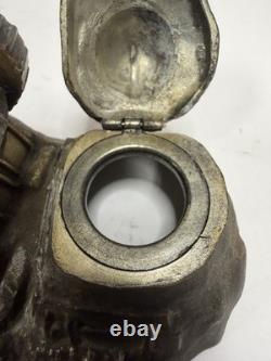 WWI French Trench Art Inkwell Renault FT17 Tank Helmet Souvenir de Verdun B31