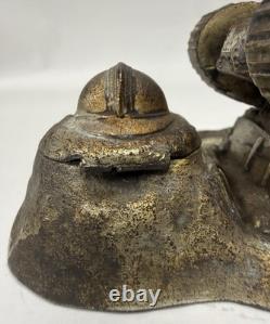 WWI French Trench Art Inkwell Renault FT17 Tank Helmet Souvenir de Verdun B31