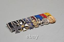 WWI GERMAN 1914 IRON CROSS 7-PLACE PARADE MOUNTED MEDAL BAR with3 ORDERS