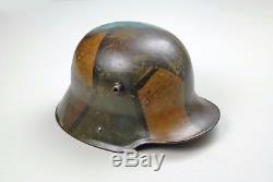 WWI GERMAN M-1916 CAMOUFLAGED STEEL TRENCH HELMET withLINER
