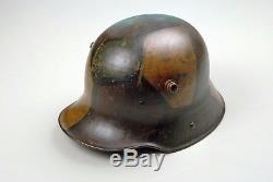 WWI GERMAN M-1916 CAMOUFLAGED STEEL TRENCH HELMET withLINER