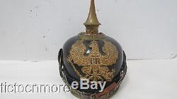 WWI GERMAN PRUSSIAN OFFICER'S SPIKED PICKELHAUBE HELMET with EAGLE FRONT PLATE