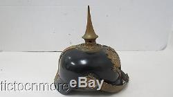 WWI GERMAN PRUSSIAN OFFICER'S SPIKED PICKELHAUBE HELMET with EAGLE FRONT PLATE