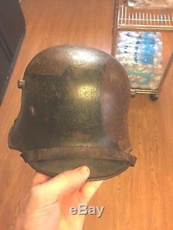 WWI German Camo Helmet With Original Chinstrap