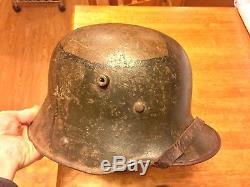 WWI German Camo Helmet With Original Chinstrap