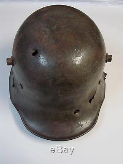 WWI German M16 Helmet Combat Shrapnel Damage Bellinger Battlefield Pickup