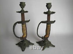 WWI German Navy-Naval Kriegsmarine Sword Candlestick Holders