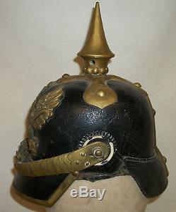 WWI German Officer Spike Helmet with Chin scale straps, rosettes, etc
