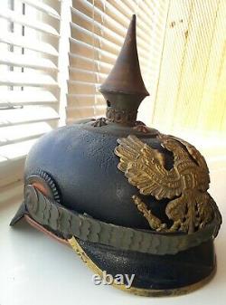 WWI German Prussian Officer Spike Helmet Pickelhaube Casque