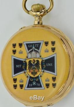 WWI German pilot's IWC Schaffhausen 24h day/night dial 14k gold&enamel watch