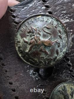 WWI HATE BELT battlefield Relic 25+ Pieces Buttons Silver Coins With Holster