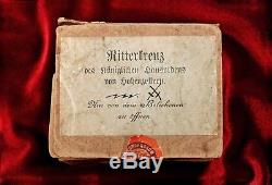WWI HOHENZOLLEN KNIGHTS CROSS BY GODET withVERY SCARCE OUTER CARDBOARD CASE SLEEVE