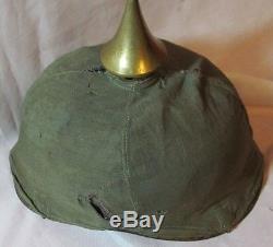 WWI IMPERIAL Era German Military SPIKED HELMET PICKELHAUBE With / Original Cover