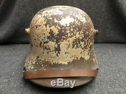 WWI IMPERIAL GERMAN MODEL 1916 HELMET With WINTER CAMOUFLAGE WHITE PAINT