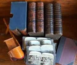WWI KEYSTONE 300 STEREOVIEW PHOTOS & OAK STEREOSCOPE VOLS 1-6 with CATALOG & MAPS