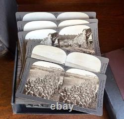 WWI KEYSTONE 300 STEREOVIEW PHOTOS & OAK STEREOSCOPE VOLS 1-6 with CATALOG & MAPS