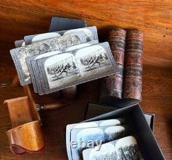 WWI KEYSTONE 300 STEREOVIEW PHOTOS & OAK STEREOSCOPE VOLS 1-6 with CATALOG & MAPS