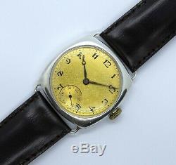 WWI Military Design Solid Silver Two Tone Trench Gents Watch 191020