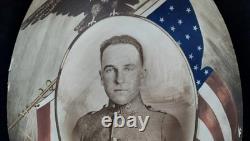 WWI Military Named Soldier Flag Eagle Photo Frame Convex Glass