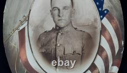 WWI Military Named Soldier Flag Eagle Photo Frame Convex Glass