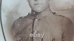 WWI Military Named Soldier Flag Eagle Photo Frame Convex Glass