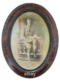 WWI Named Soldier Tinted Photo Frame Convex Glass Co. D 357th Inf. 90th Div