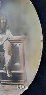 WWI Named Soldier Tinted Photo Frame Convex Glass Co. D 357th Inf. 90th Div