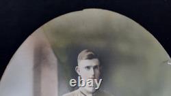 WWI Named Soldier Tinted Photo Frame Convex Glass Co. D 357th Inf. 90th Div