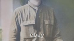 WWI Named Soldier Tinted Photo Frame Convex Glass Co. D 357th Inf. 90th Div