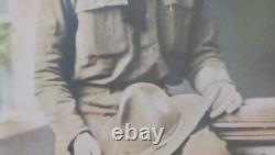 WWI Named Soldier Tinted Photo Frame Convex Glass Co. D 357th Inf. 90th Div