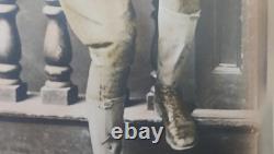 WWI Named Soldier Tinted Photo Frame Convex Glass Co. D 357th Inf. 90th Div