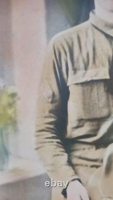 WWI Named Soldier Tinted Photo Frame Convex Glass Co. D 357th Inf. 90th Div