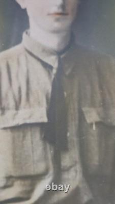 WWI Named Soldier Tinted Photo Frame Convex Glass Co. D 357th Inf. 90th Div