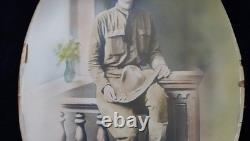 WWI Named Soldier Tinted Photo Frame Convex Glass Co. D 357th Inf. 90th Div