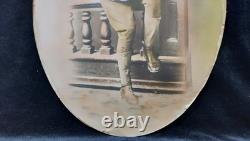 WWI Named Soldier Tinted Photo Frame Convex Glass Co. D 357th Inf. 90th Div