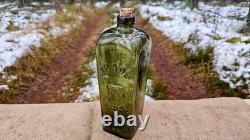 WWI ORIGINAL GERMAN J. J. W. PETERS GIN GREEN GLAS BOTTLE from CHRISTMAS BATTLES