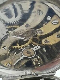 WWI Officers Trench Watch in Nickel Case, Radium Dial/Hands Working (C89)