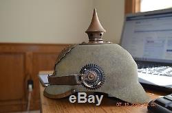 WWI Original Prussian Ersatz Pressed Felt Spike Helmet