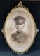 WWI Photo Soldier Oval Antq Metal Ornate Frame Bubble Glass 49th Inf. Reg. Co. G