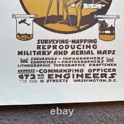 WWI Poster 472nd Engineers Ariel Photography Washington DC Recruitment